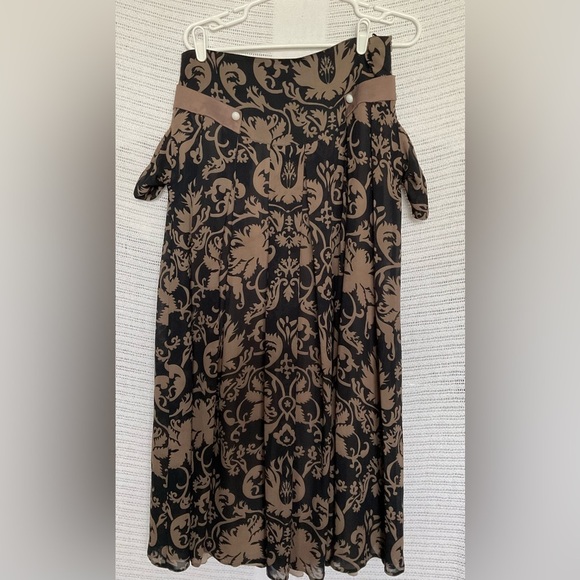 Black and Brown Midi Pencil Skirt Cocktail - Picture 3 of 4